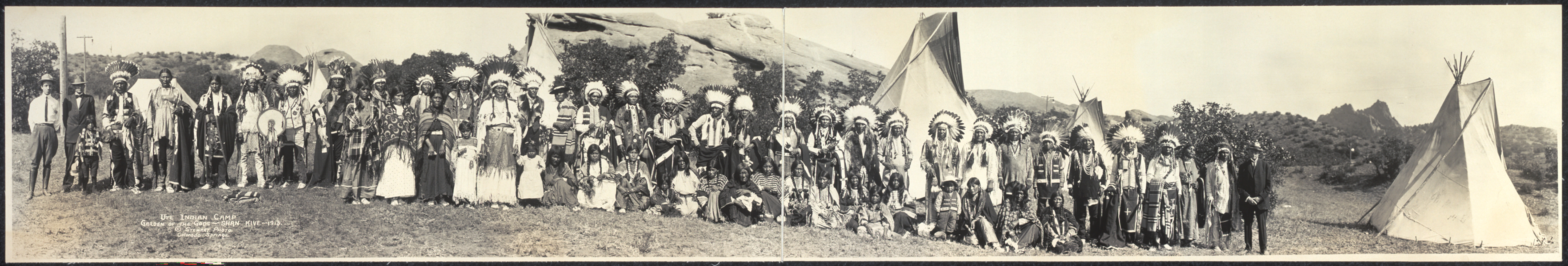 A group of Ute at the Garden of the Gods for Shan Kive, 1913.