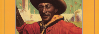 A poster depicting a man in Gaucho wear. It reads: "Bill Picket Invitational Rodeo. A Salute to Black Cowboys."
