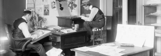 Rocky Mountain News employees at work in the newspaper's art office
