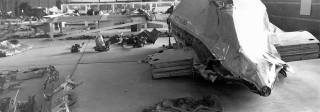 Wreckage of Flight 629 in a hangar