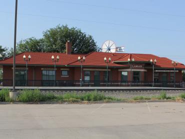 A photo of the Atchison, Topeka and Santa Fe Railway Passenger Depot