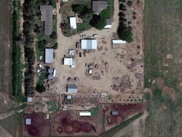 Aerial view of farm.