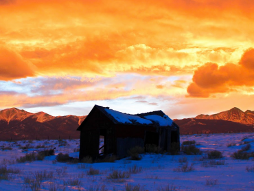 sunset over farm